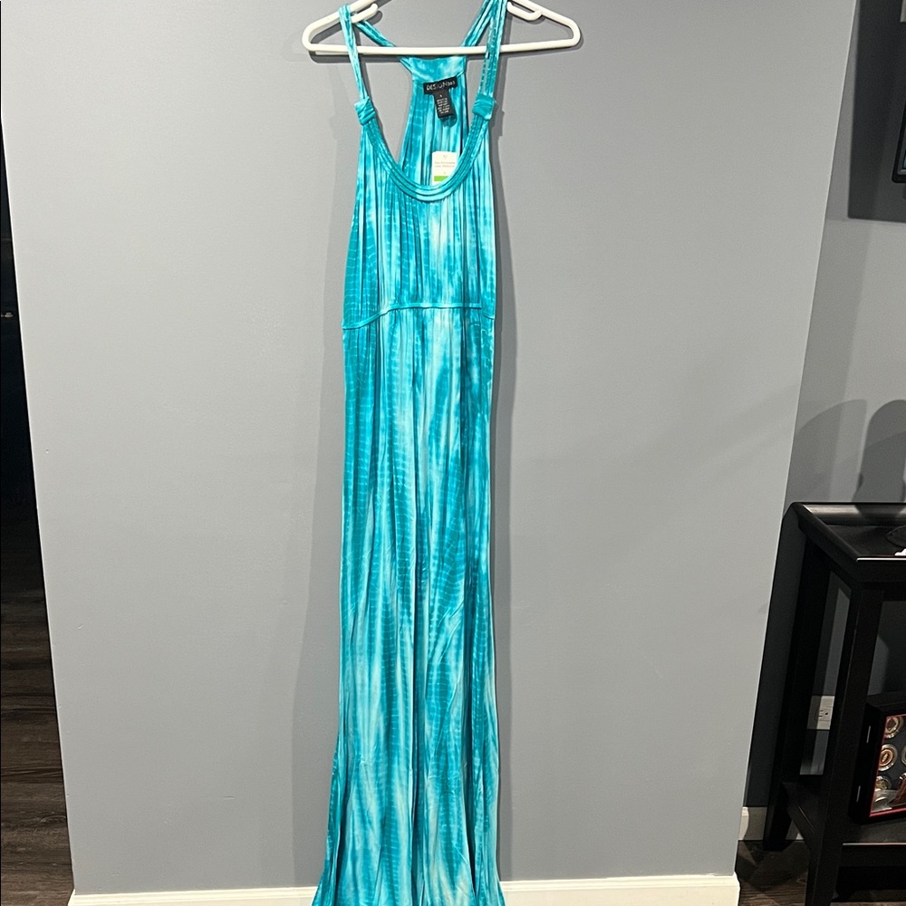DESIGN365 Blue Tie-Dye Maxi Dress